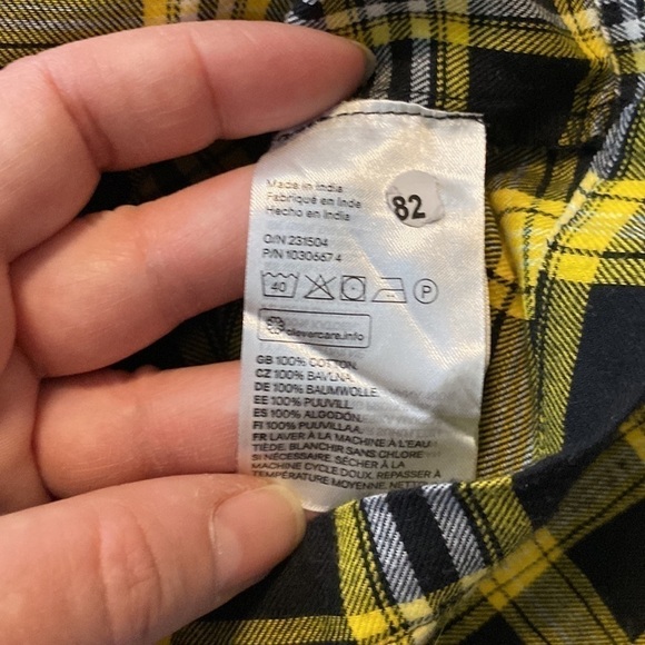 H&m Divided Ylw Plaid LS Short Crop Top (S) - Picture 4 of 8